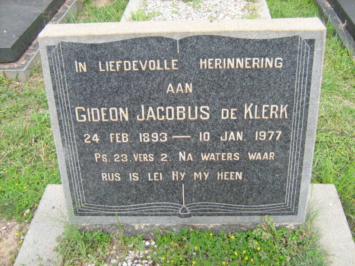 KLERK Gideon Jacobus, de 1893-1977