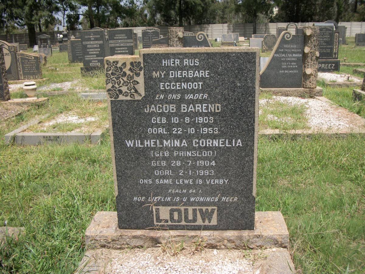 LOUW Jacob Barend 1903-1953 &amp; Wilhelmina Cornelia PRINSLOO 1904-1993