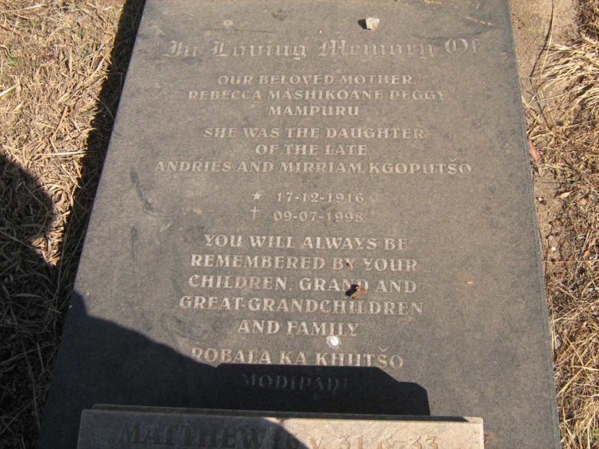 MAMPURU Rebecca Mashikoane 1916-1998