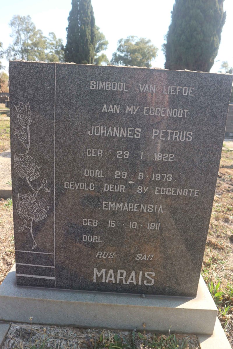 MARAIS Johannes Petrus 1922-1973 & Emmarensia 1911-
