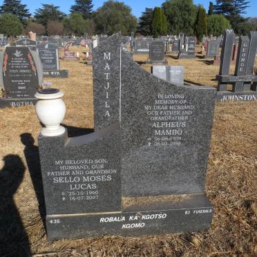 MATJILA Alpheus Mambo 1939-1998 :: Selo Moses Lucas 1960-2007