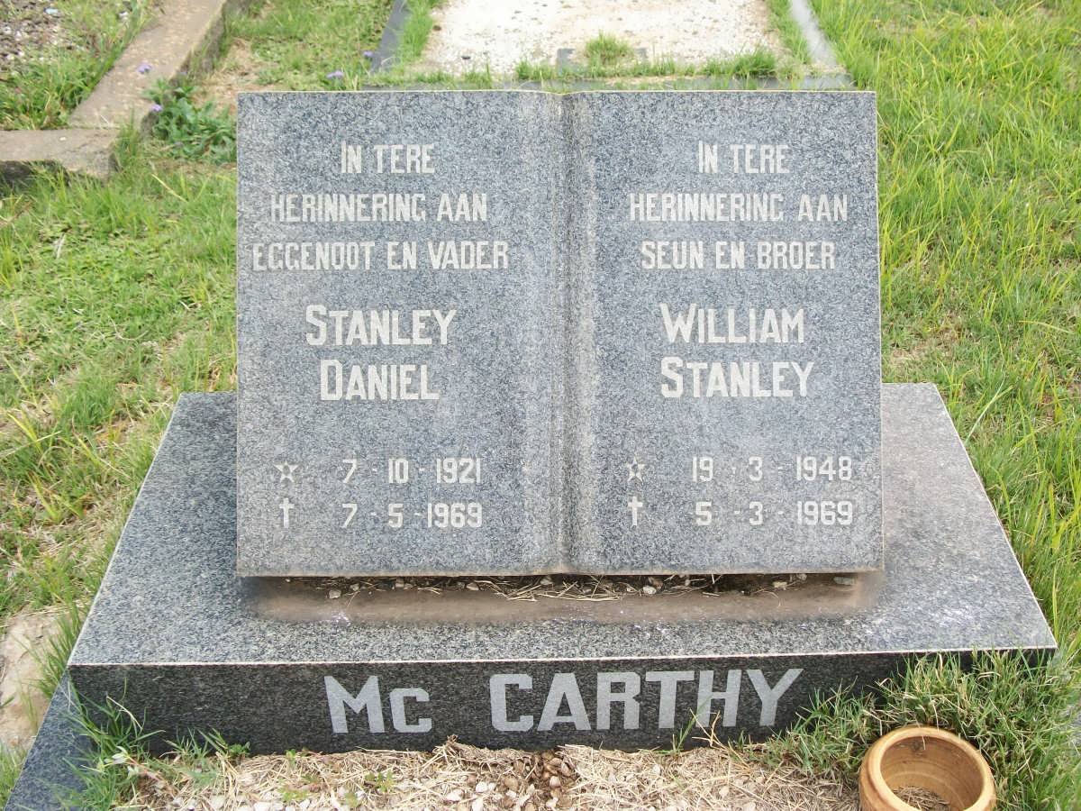 McCARTHY Stanley Daniel 1921-1969 &amp; William Stanley 1948-1969