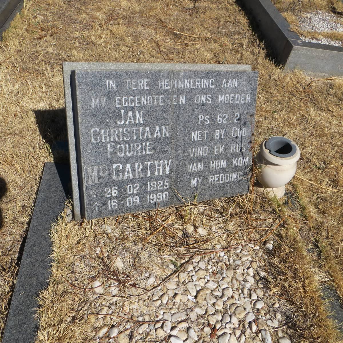 McCARTHY Jan Christiaan Fourie 1925-1990