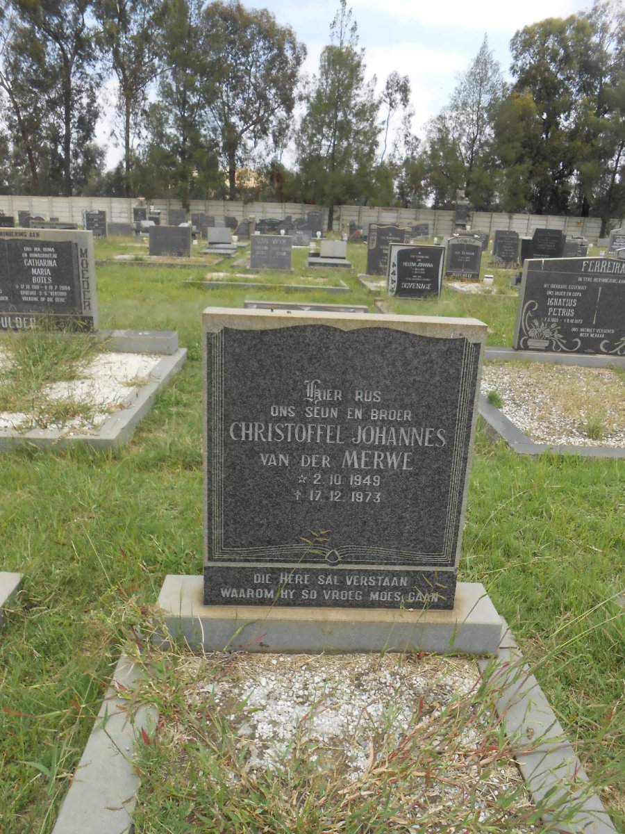 MERWE Christoffel Johannes, van der 1949-1973