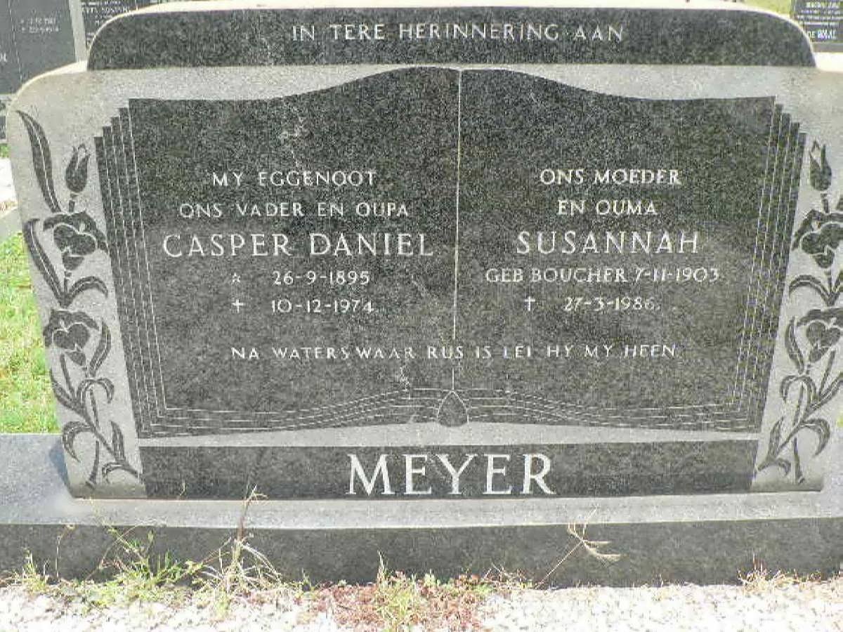 MEYER Casper Daniel 1895-1974 &amp; Susannah BOUCHER 1903-1986