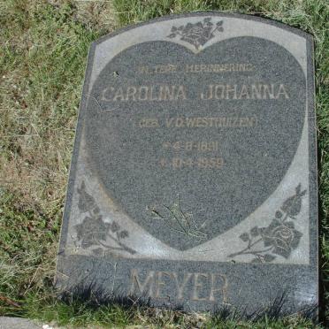 MEYER Carolina Johanna nee v. d. WESTHUIZEN 1891-1959