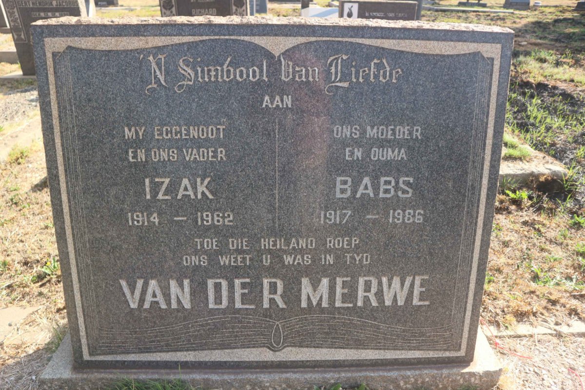 MERWE Izak, van der 1914-1962 & Babs 1917-1986