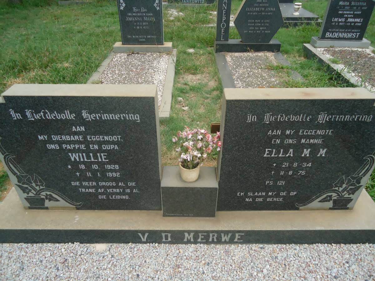 MERWE Willie, van der 1928-1992 &amp; Ella M.M. 1934-1975