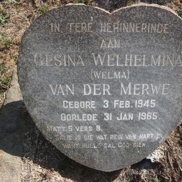 MERWE Gesina Welhelmina, van der 1945-1965