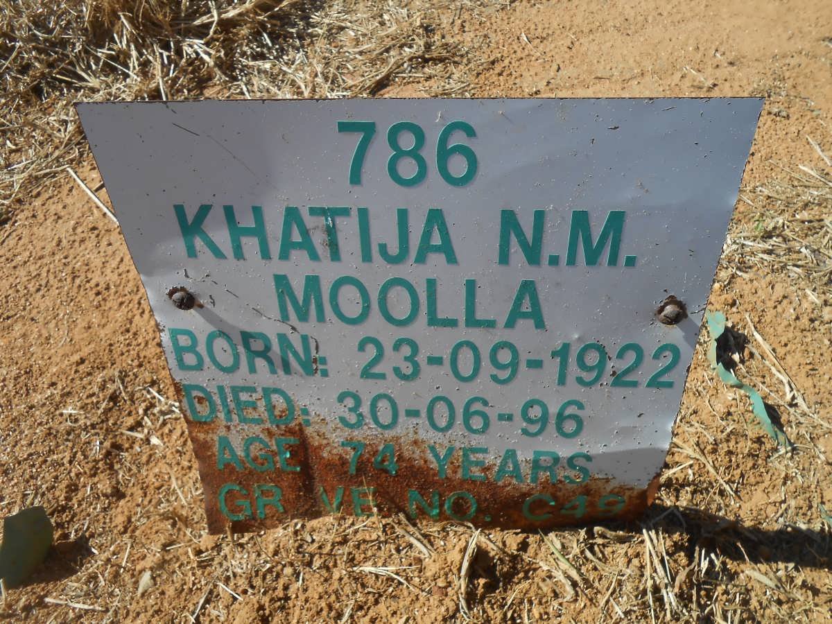 MOOLLA Khatija N.M. 1922-1996