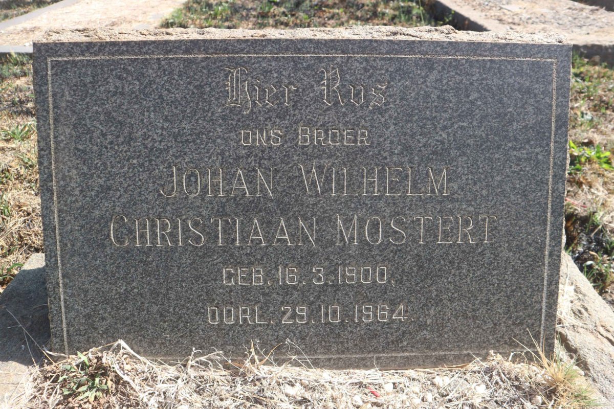 MOSTERT Johan Wilhelm Christiaan 1900-1964