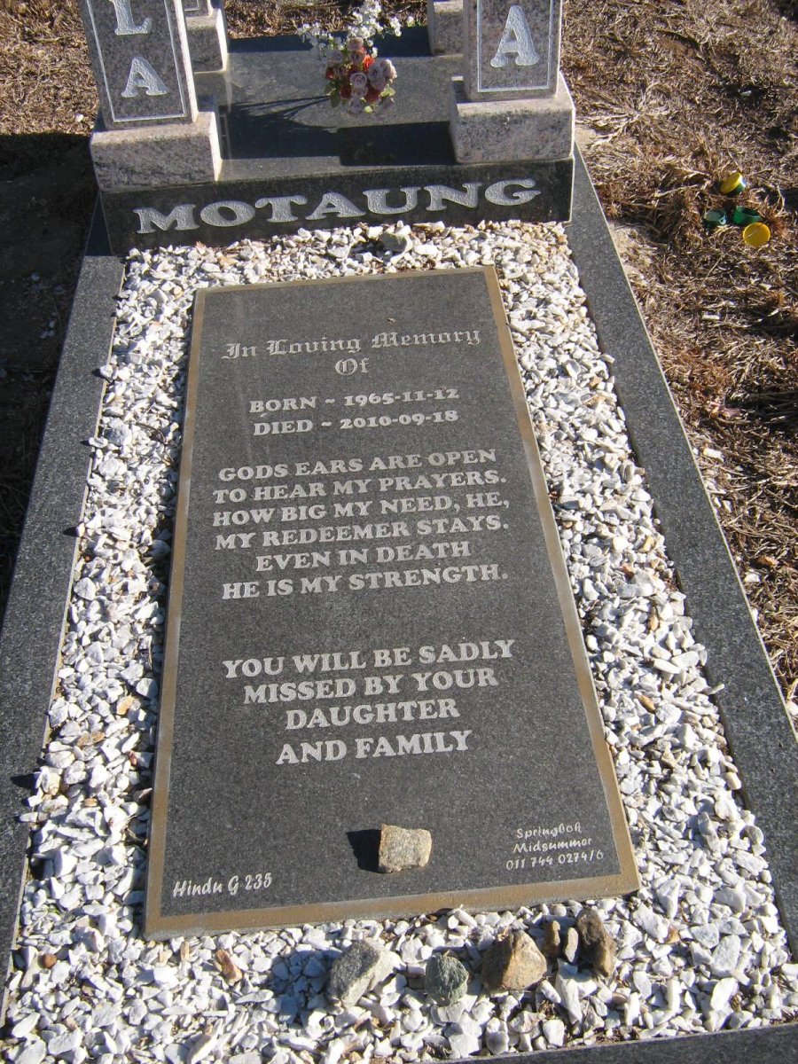 MOTAUNG Makhubu Nokuthula Gloria 1965-2010
