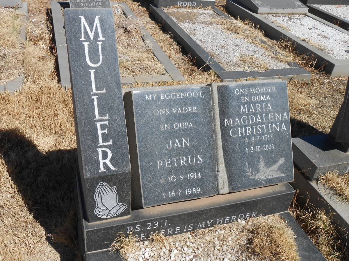 MULLER Jan Petrus 1914-1989 &amp; Maria Magdalena Christina 1917-2003