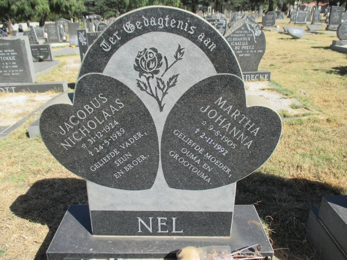 NEL Jacobus Nicholaas 1924-1989 &amp; Martha Johanna 1905-1992