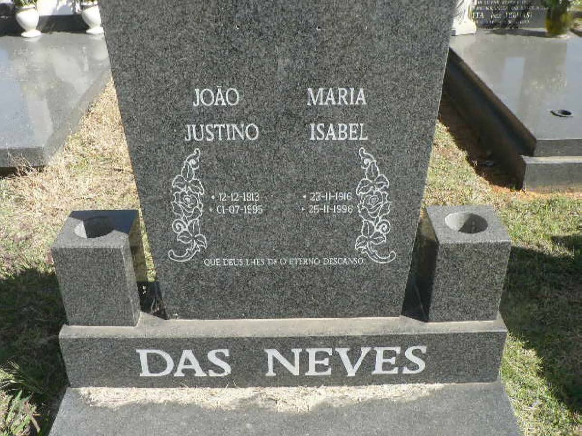 NEVES Joäo Justino, das 1913-1995 &amp; Maria Isabel 1916-1996