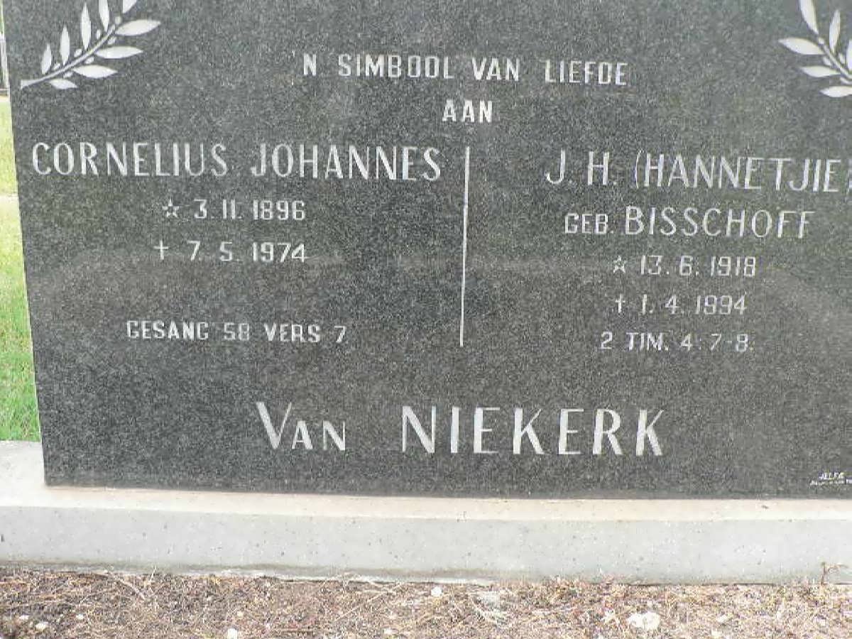 NIEKERK Cornelius Johannes, van 1896-1974 &amp; J.H. BISSCHOFF 1918-1995 :: VAN NIEKERK Annatjie 1947-1990
