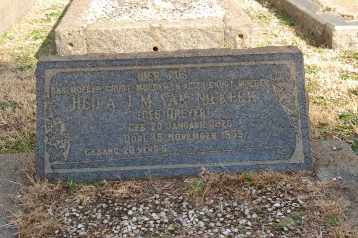 NIEKERK Heila J.M., van nee DREYER 1870-1959