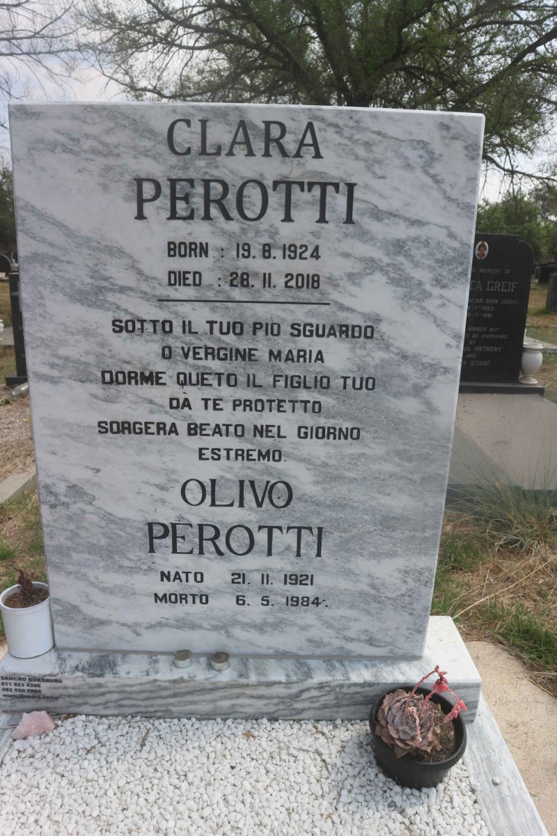 PEROTTI Olivo 1921-1984 & Clara 1924-2018