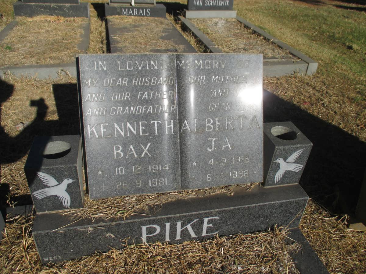 PIKE Kenneth Bax 1914-1981 &amp; Alberta J.A. 1918-1996
