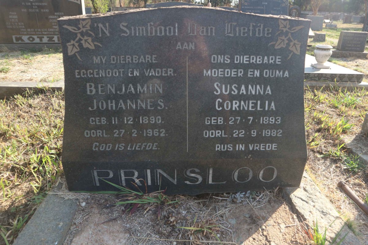 PRINSLOO Benjamin Johannes 1890-1962 & Susanna Cornelia 1893-1982