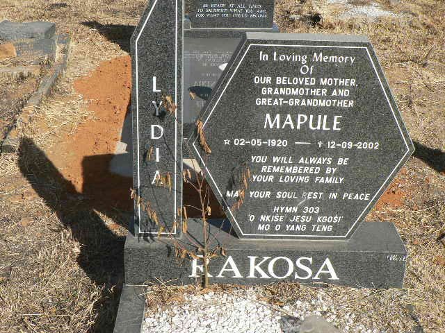 RAKOSA Mapule 1920-2002