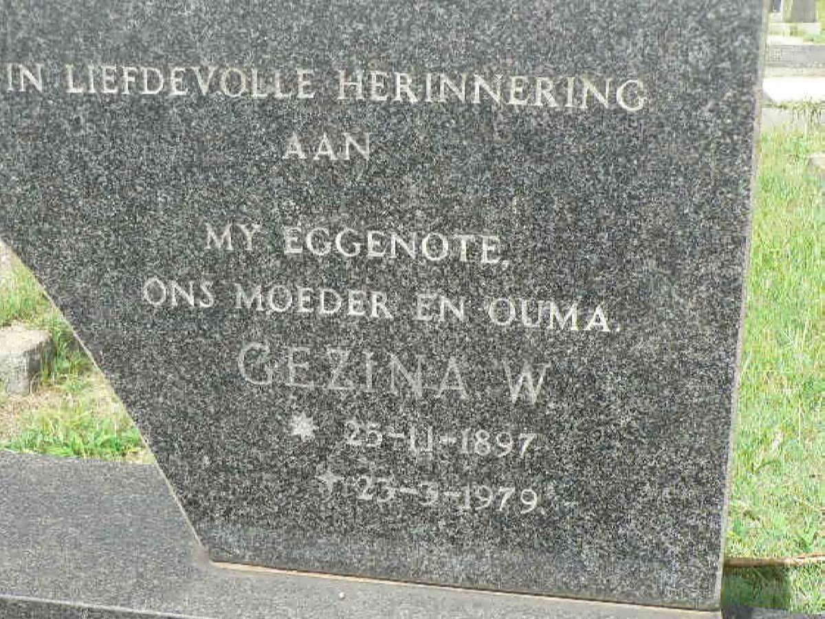 REDELINGHUYS Jacobus N. 1897-1980 &amp; Gezina W. 1897-1979