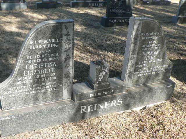 REINERS Herman Paul 1929- &amp; Christina Elizabeth 1939-1999