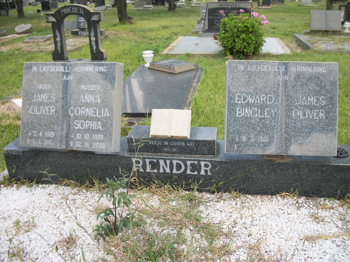 RENDER James Oliver 1919-2007 &amp; Anna Cornelia Sophia 1928-2000 :: RENDER Edward Bingley -1961 :: RENDER James Oliver