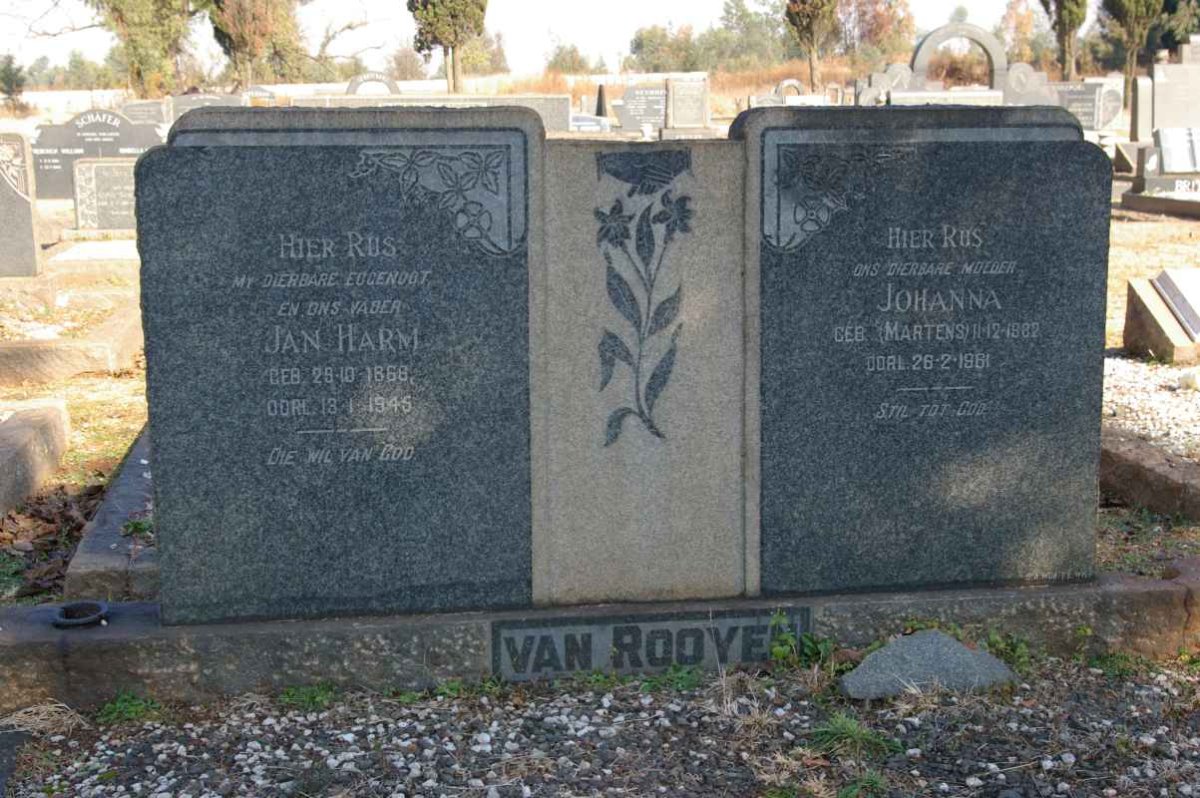 ROOYEN Jan Harm, van 1868-1945 &amp; Johanna MARTENS 1882-1961