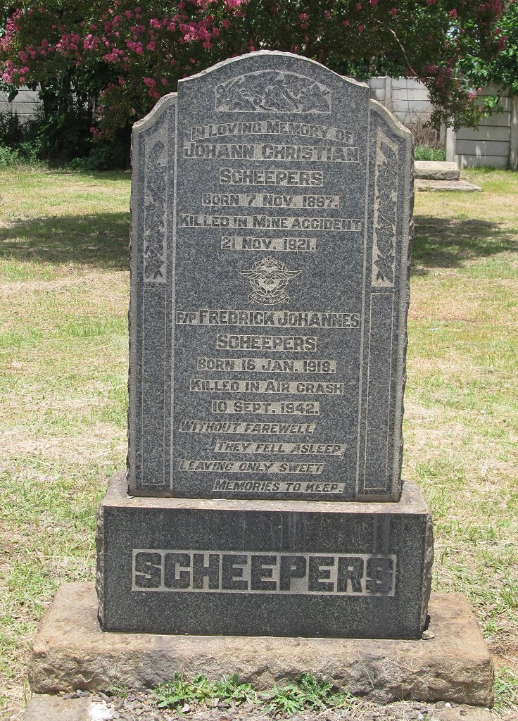 SCHEEPERS Johann Christian 1897-1921 :: SCHEEPERS Fredrick Johannes 1918-1942