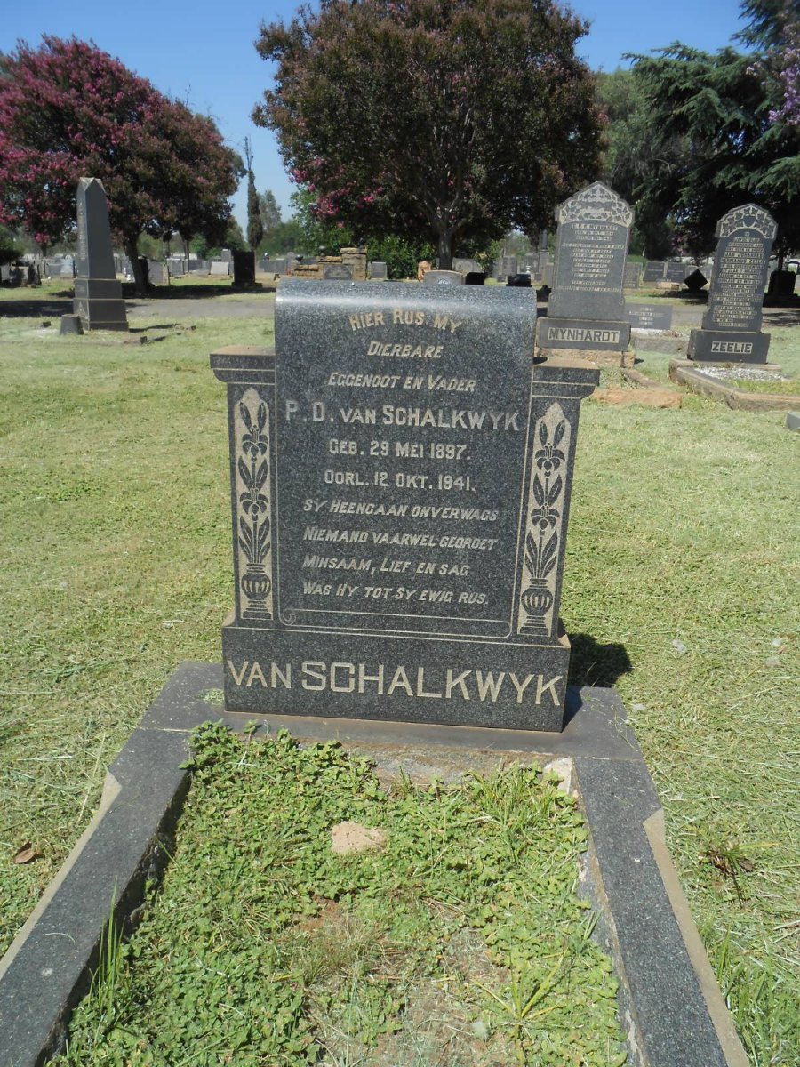 SCHALKWYK P.D., van 1897-1941