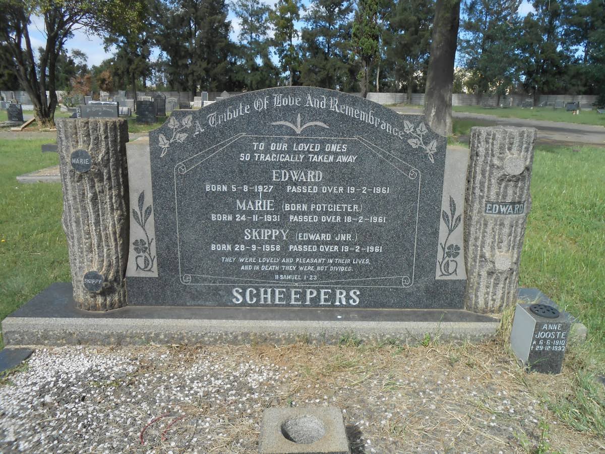 SCHEEPERS Edward 1927-1961 &amp; Marie POTGIETER 1931-1961 :: Edward 1958-1961 :: JOOSTE Anne