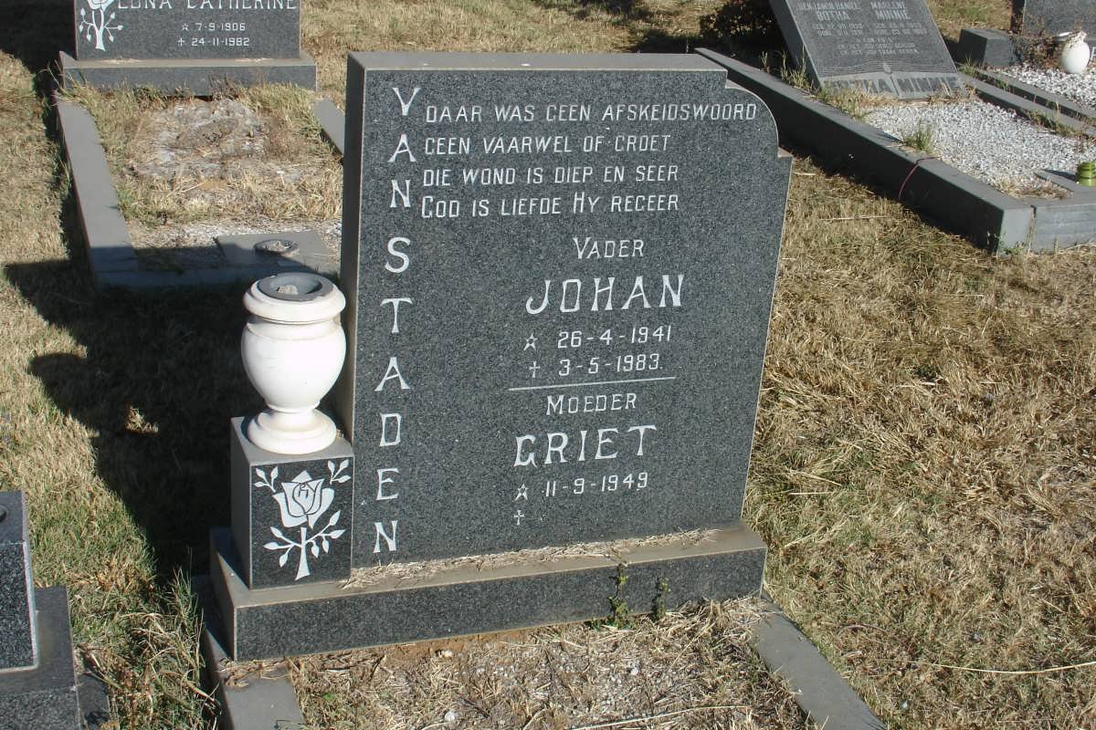 STADEN Johan, van 1941-1983 &amp; Griet 1949-