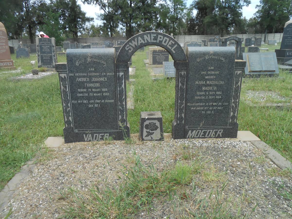 SWANEPOEL Andries Johannes Francois 1868-1953 &amp; Maria Magdalena Magrieta 1883-1964