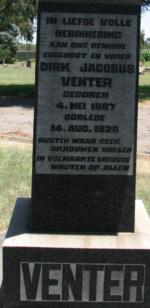 VENTER Dirk Jacobus 1887-1928