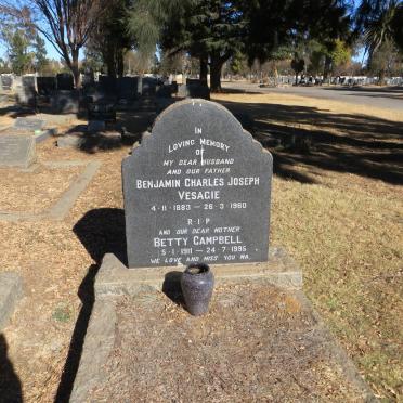VESAGIE Benjamin Charles Joseph 1883-1960 &amp; Betty CAMPBELL 1911-1995
