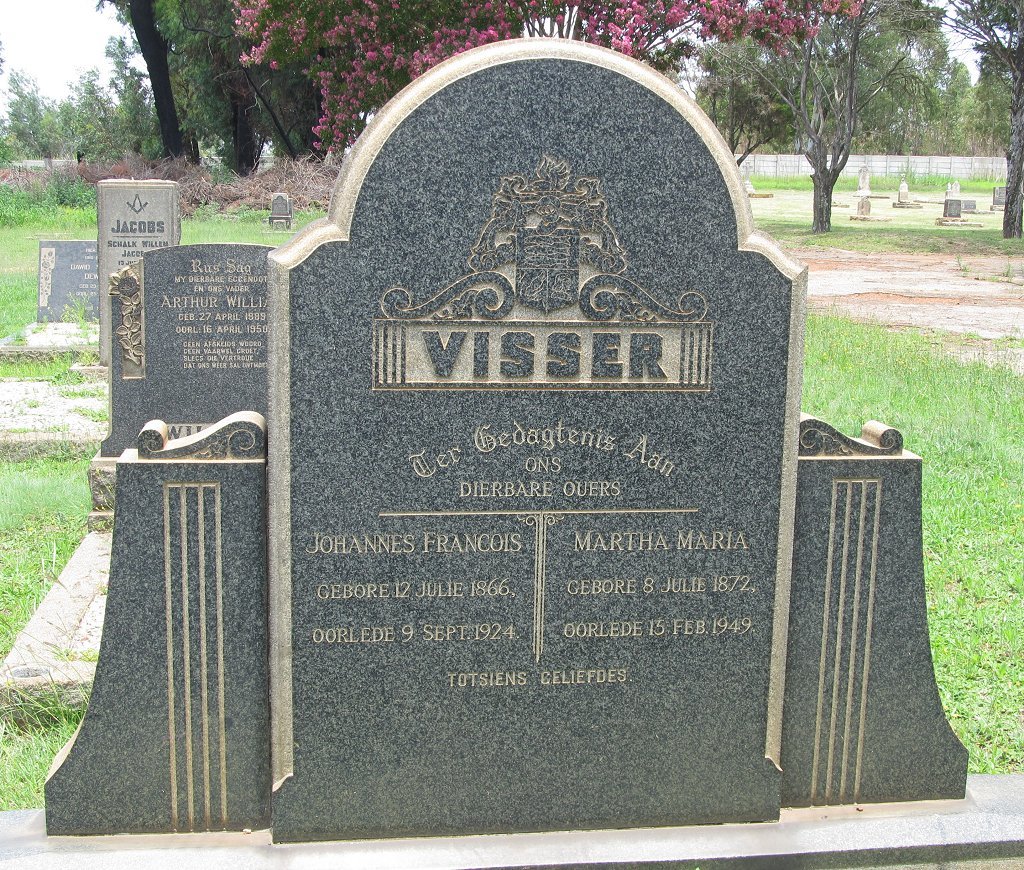 VISSER Johannes Francois 1866-1924 &amp; Martha Maria 1872-1949