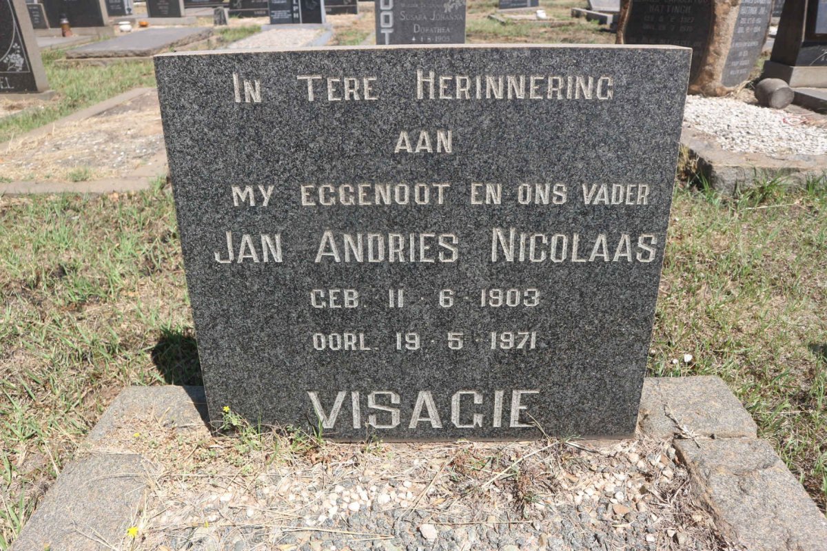 VISAGIE Jan Andries Nicolaas 1903-1971