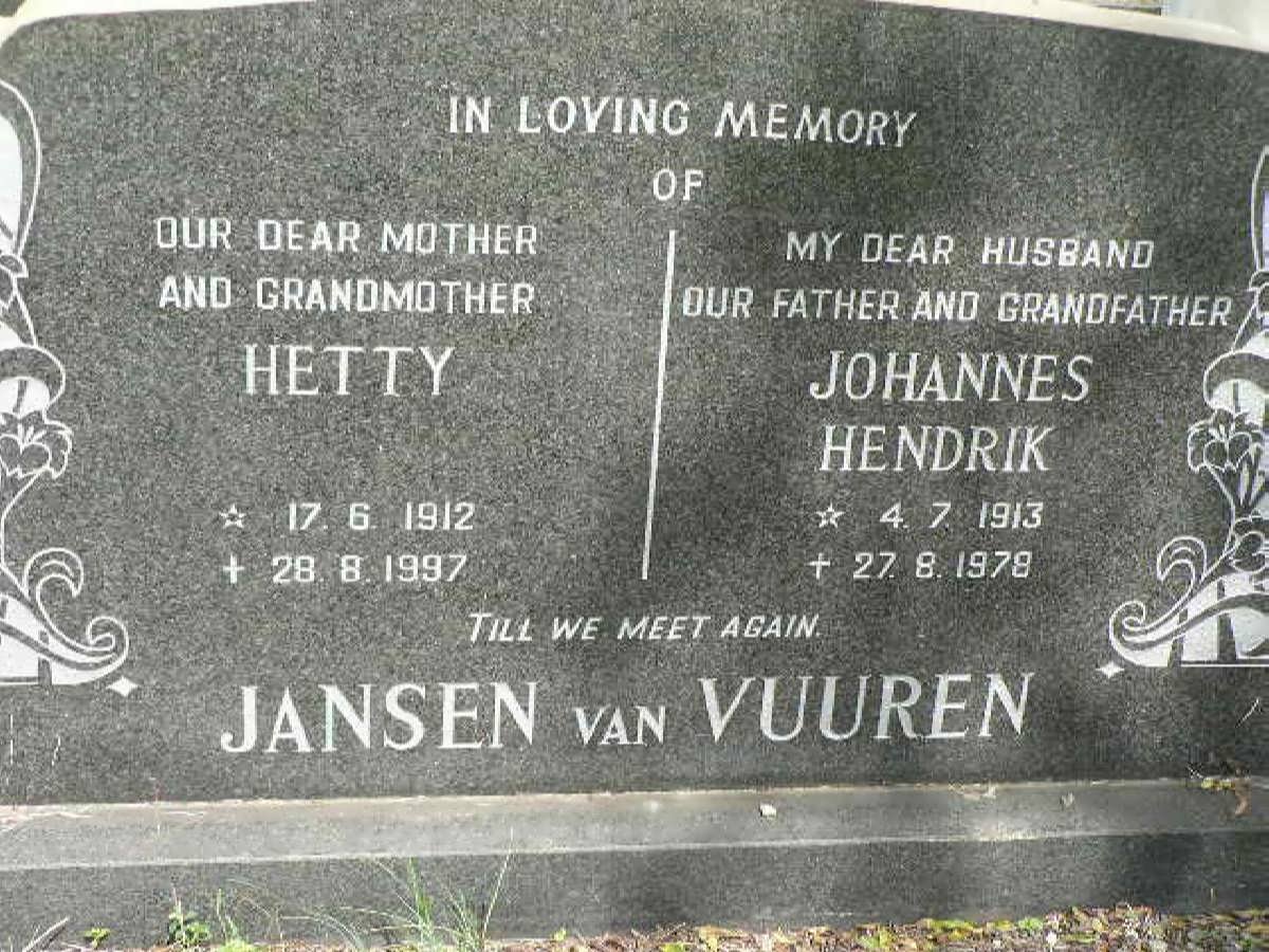VUUREN Johannes Hendrik, Jansen van 1913-1978 &amp; Hetty 1912-1997