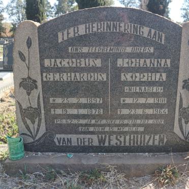 WESTHUIZEN Jacobus Gerhardus, van der 1897-1976 & Johanna Sophia NIENABER 1901-1964