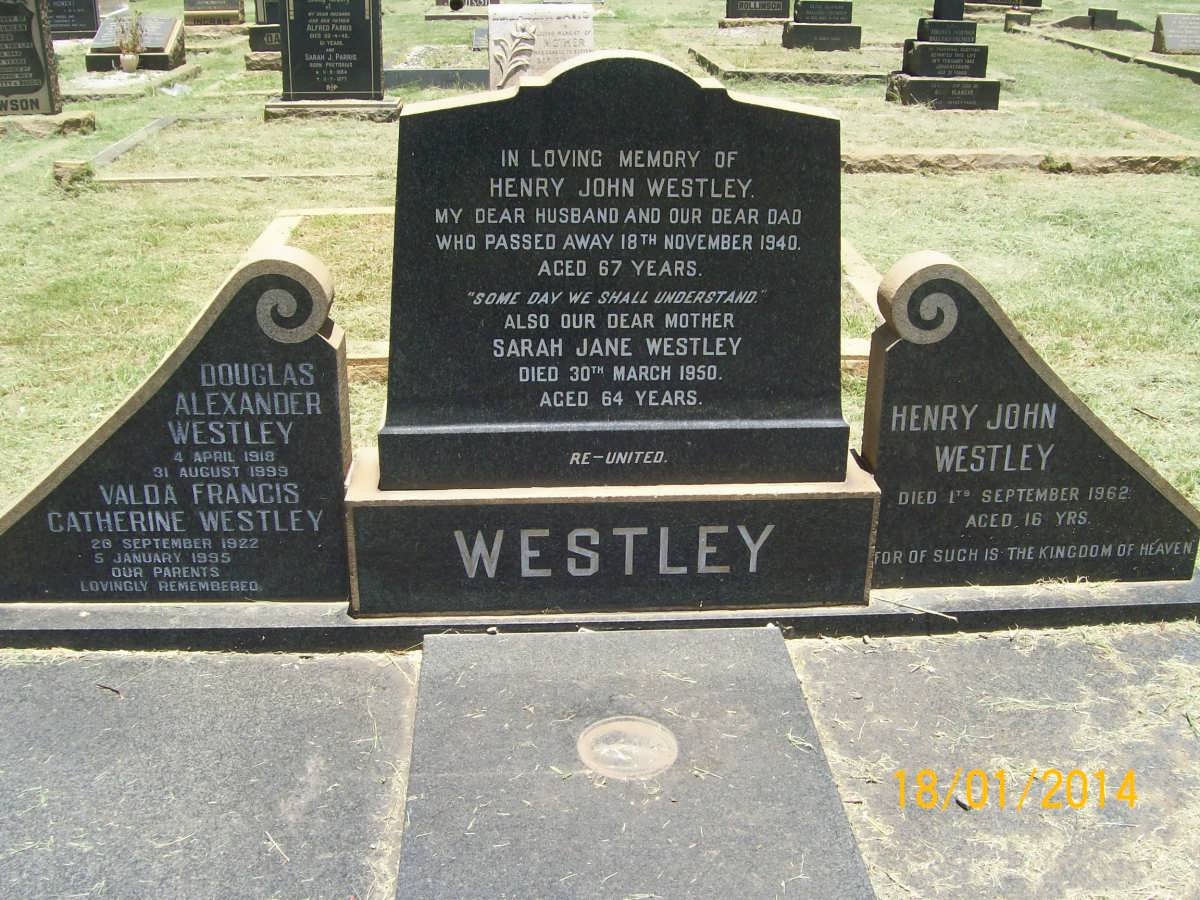 WESTLEY Henry John -1940 &amp; Sarah Jane -1950