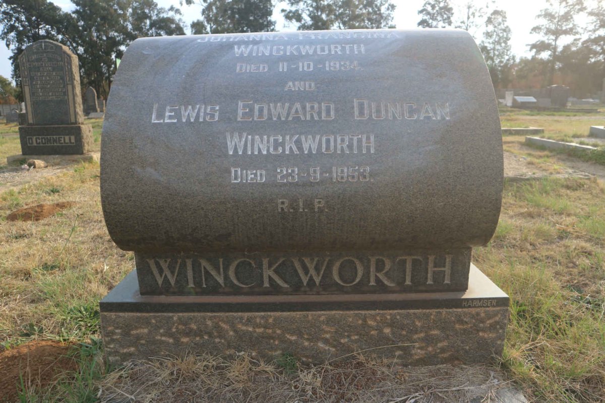 WINCKWORTH Lewis Edward Duncan -1953 &amp; Johanna Francina -1934
