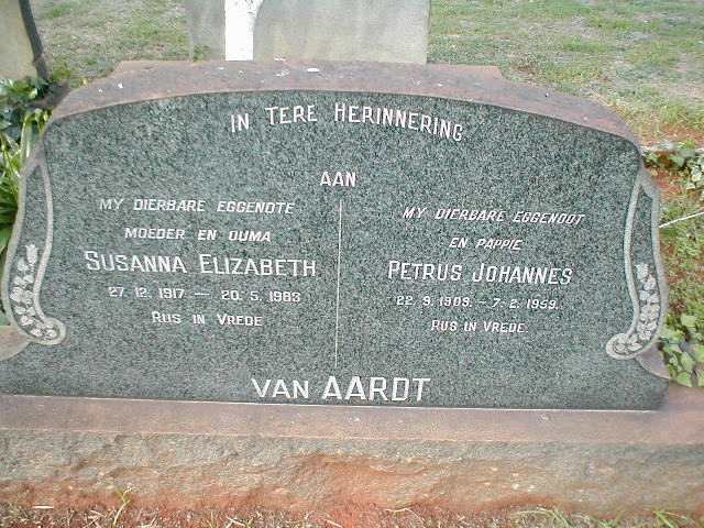 AARDT Petrus Johannes, van 1909-1959 &amp; Susanna Elizabeth 1917-1983