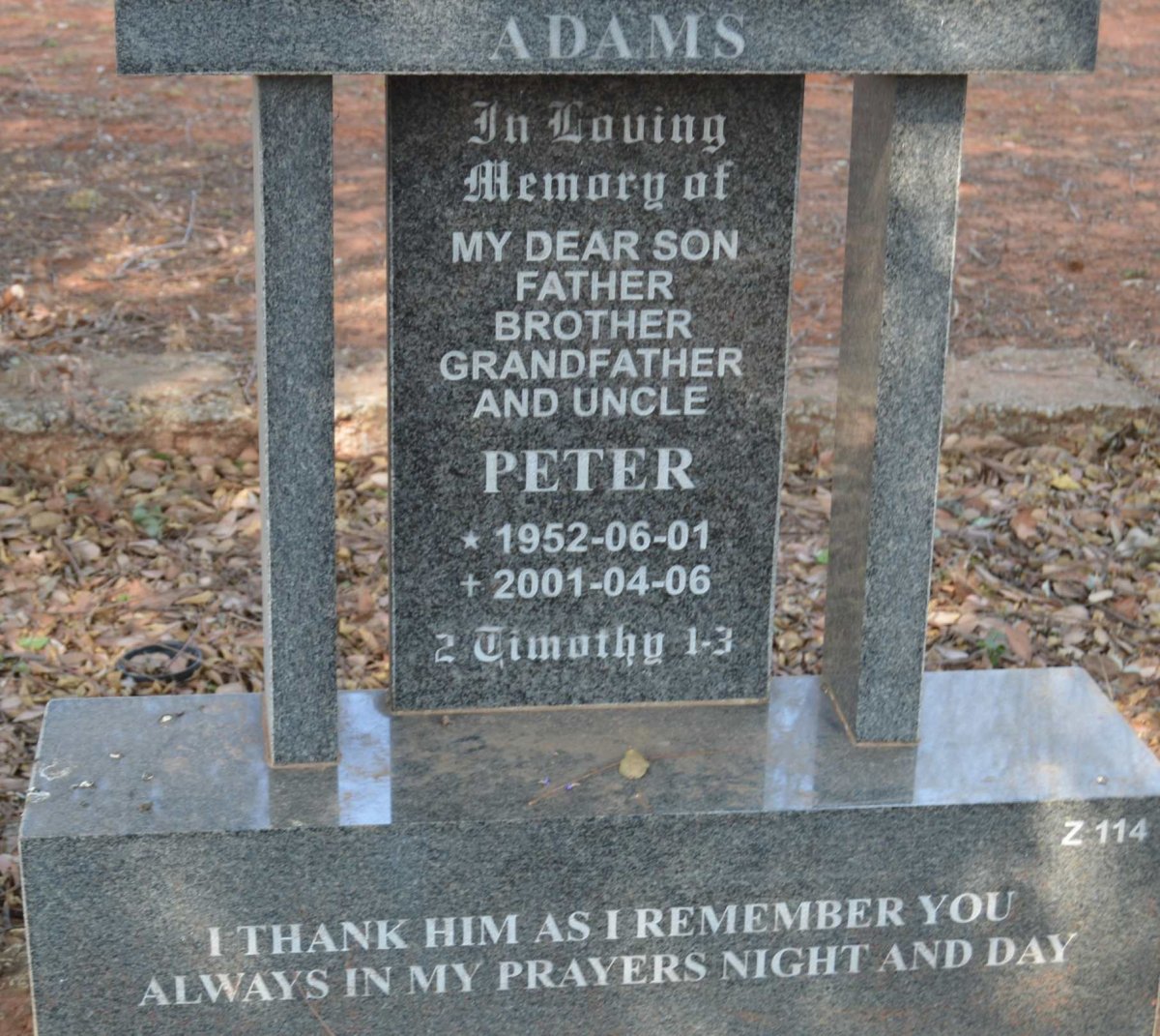 ADAMS Peter 1952-2001