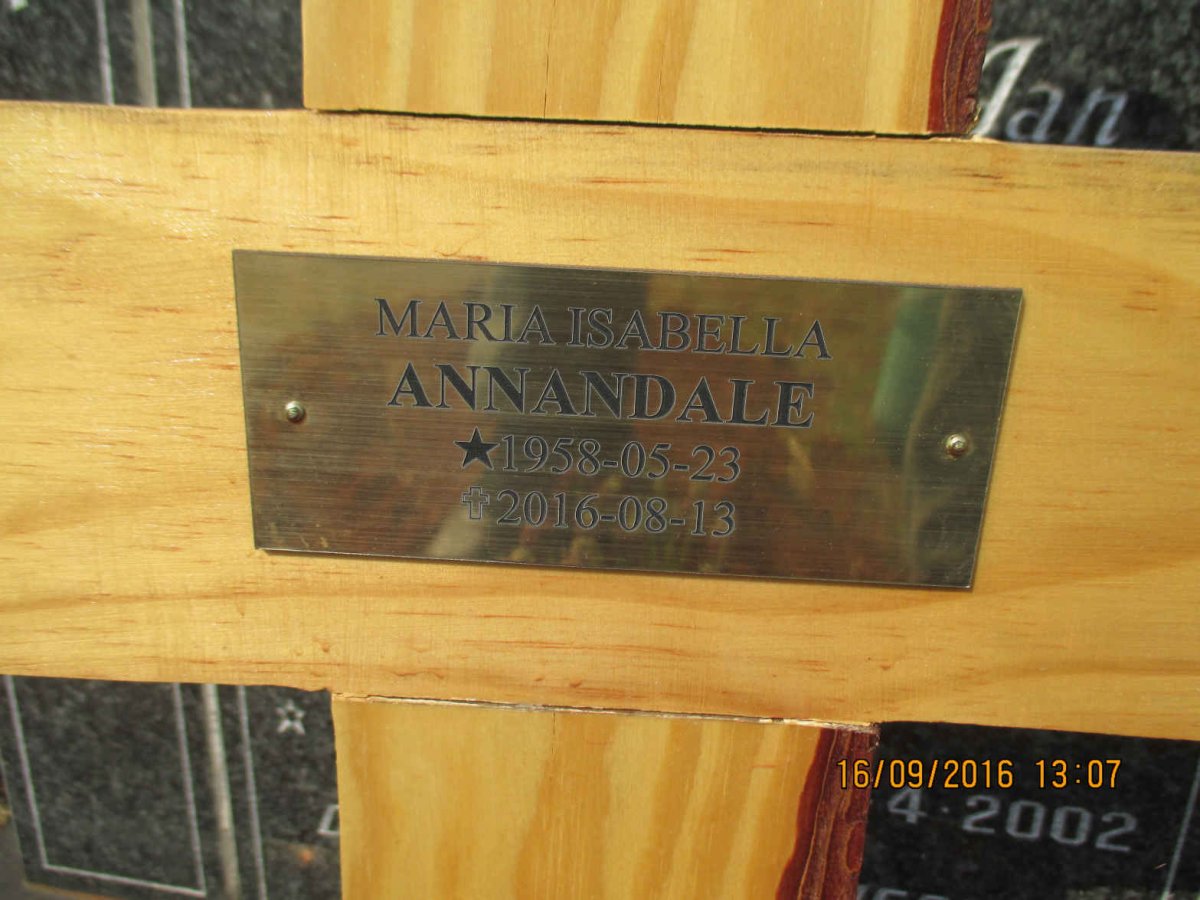 ANNANDALE Maria Isabella 1958-2016