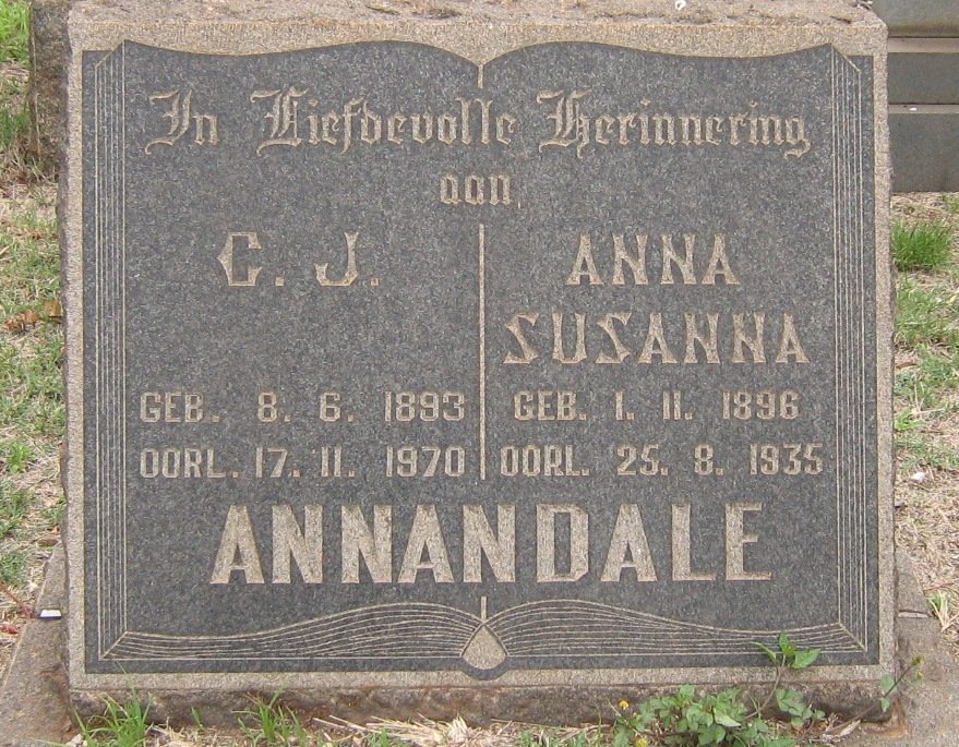 ANNANDALE C.J. 1893-1970 &amp; Anna Susanna 1896-1935