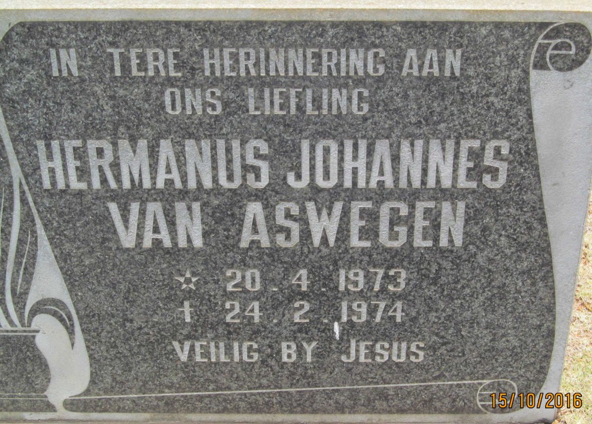 ASWEGEN Hermanus Johannes, van 1973-1974