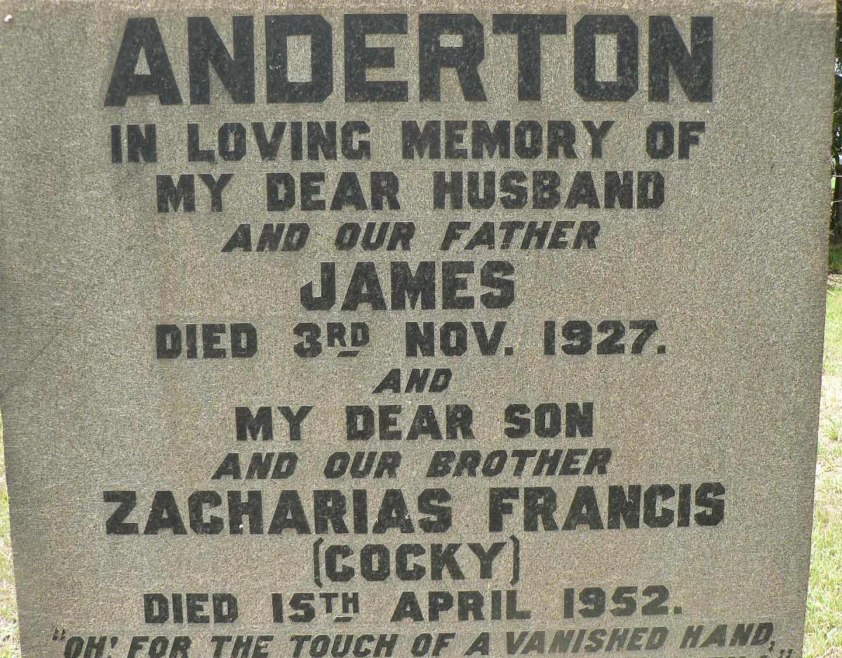 ANDERTON James -1927 :: ANDERTON Zacharias Francis -1952
