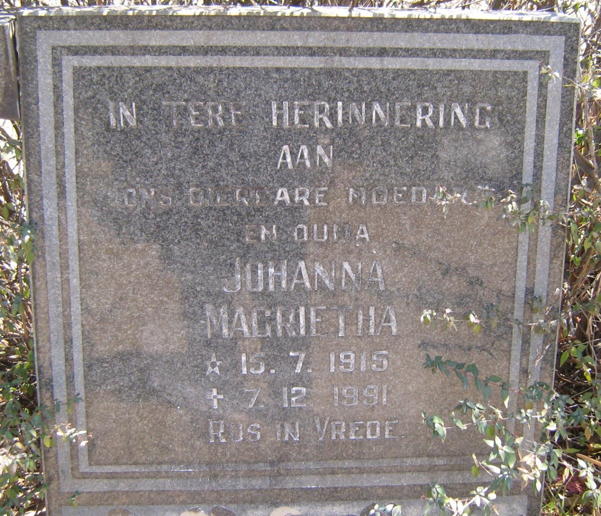 ANDERSON Johanna Magrietha 1915-1991