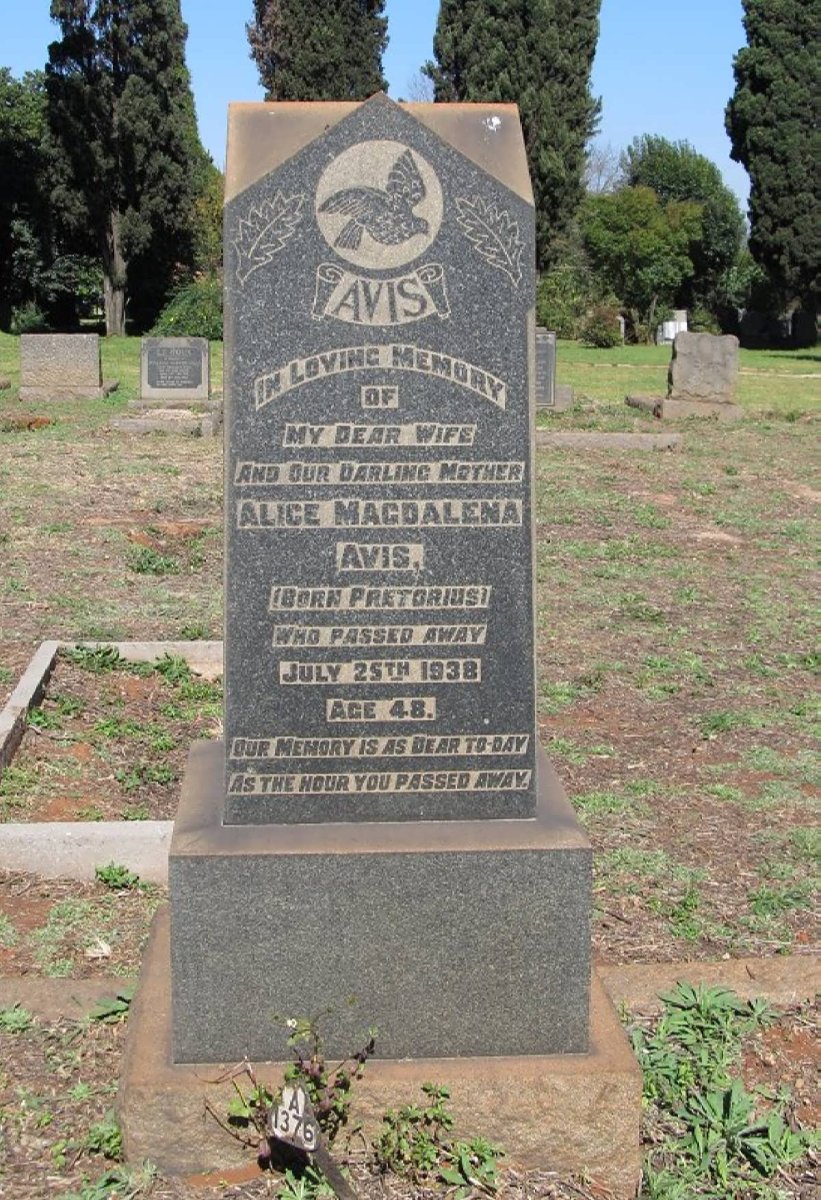 AVIS Alice Magdalena nee PRETORIUS -1938
